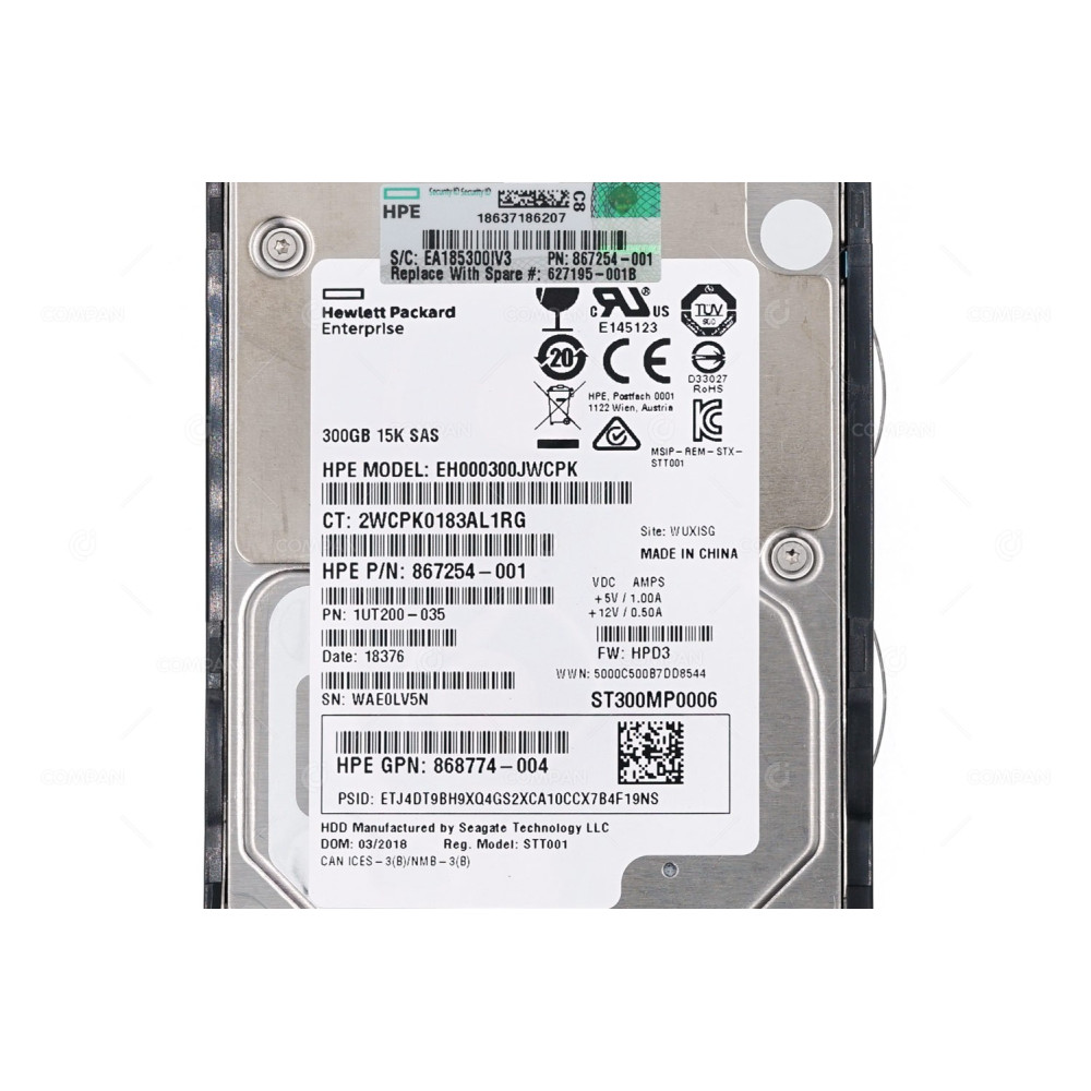 653960-001 HP HDD 300GB 15K SAS 6G 2.5" SFF HOT-SWAP